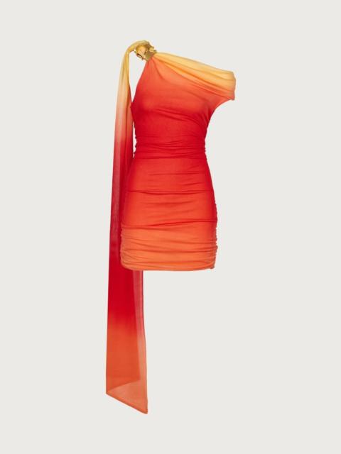 FERRAGAMO ONE SHOULDER DRESS WITH SHOULDER BROACH