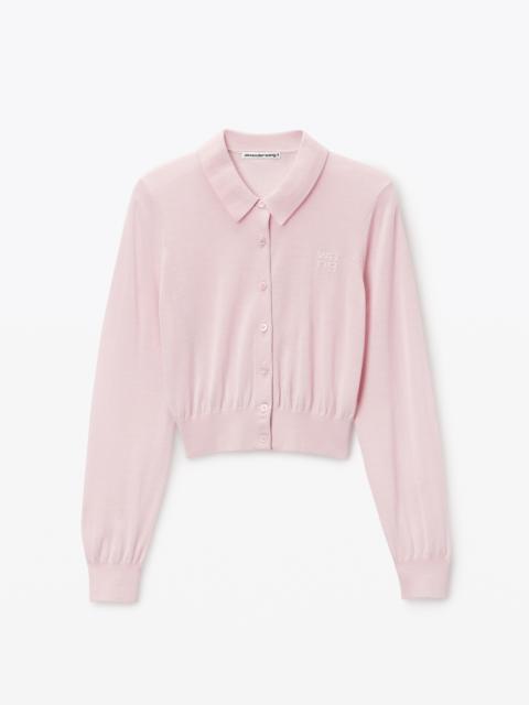 Alexander Wang High-Frequency Stacked Logo Cardigan in Merino Wool