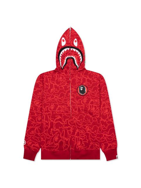 A BATHING APE® BAPE 30TH ANNIVERSARY LINE CAMO SHARK FULL ZIP HOODIE - RED