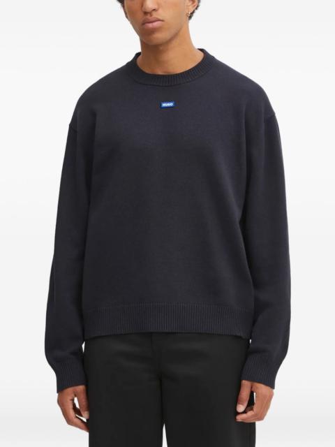 HUGO logo-patch crew-neck sweater