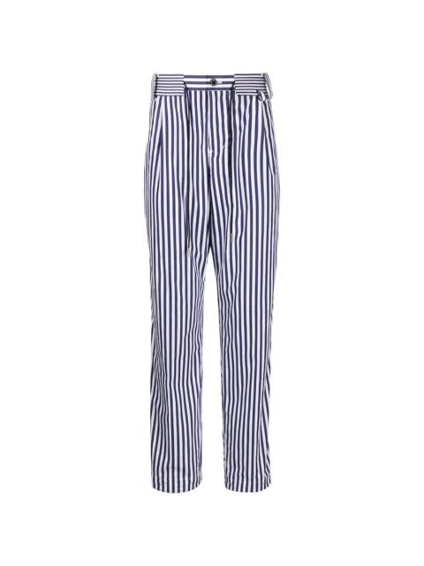 striped drawstring-waist cotton trousers