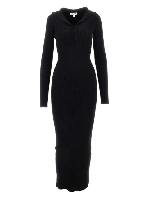 Alaïa hooded ribbed midi dress