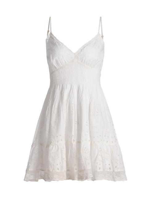 LoveShackFancy Women's Azar Broderie Anglaise V-Neck Minidress - White