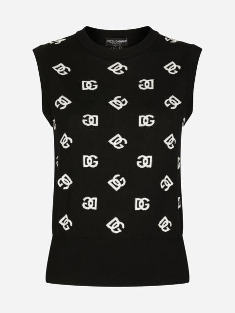 Dolce & Gabbana Wool and silk vest with all-over DG logo