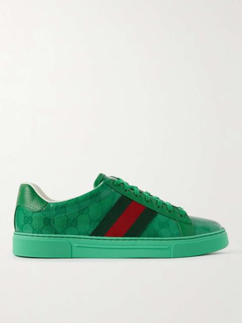 GUCCI Ace Monogrammed Leather-Trimmed Coated-Canvas Sneakers