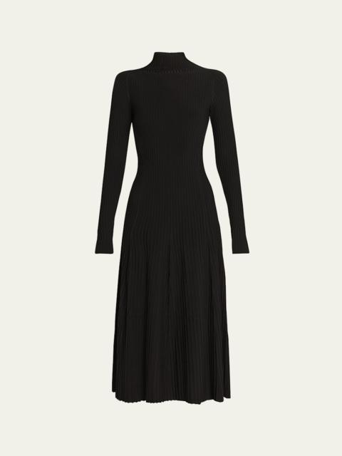 ADAM LIPPES Tabitha Turtleneck Rib Long-Sleeve Maxi Dress