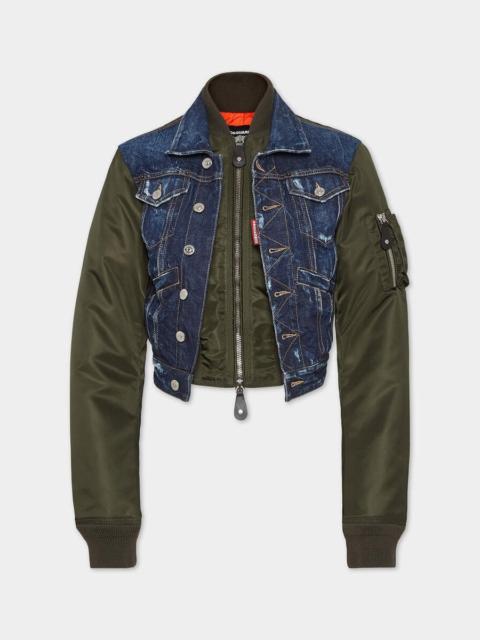 DSQUARED2 DARK AVIATOR HYBRID JEAN JACKET