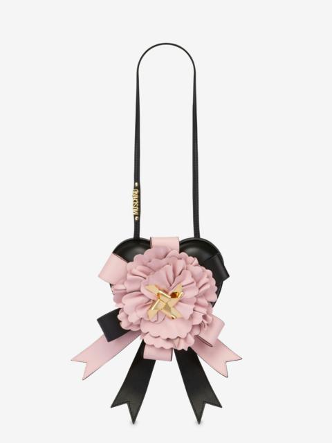 Moschino LEATHER FLOWER MOSCHINO HEARTBEAT BAG