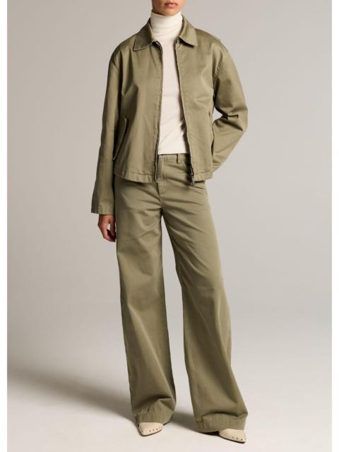 Vince Washed Cotton Twill Mid-Rise Wide-Leg Pant