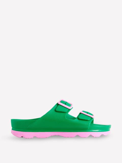 BODEN Lyla Double Buckle Sliders-Rich Emerald/Soft Pink