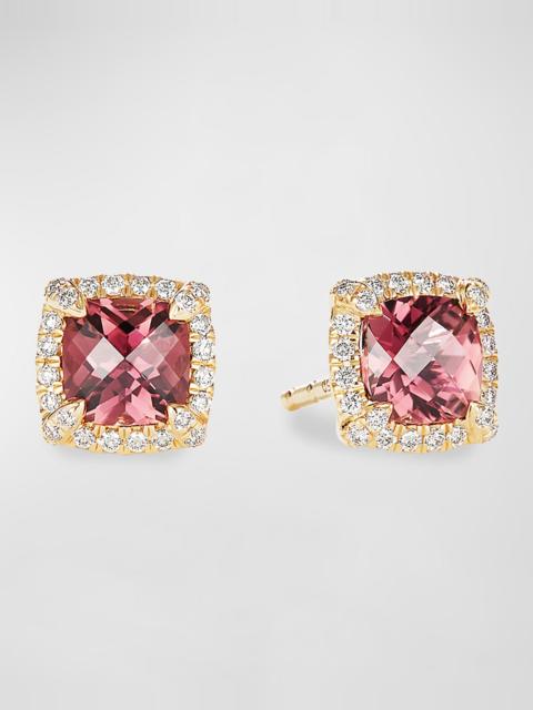 DAVID YURMAN Petite Chatelaine Pave Bezel Stud Earrings in 18K Yellow Gold with Hampton Blue Topaz