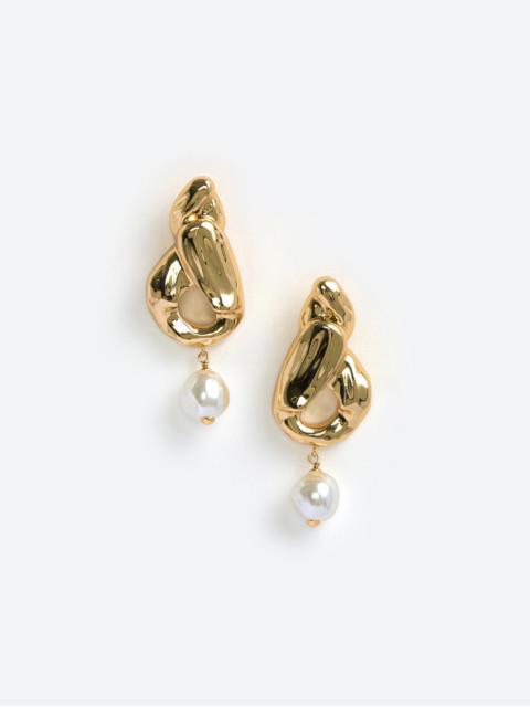 self-portrait Gold Faux Pearl Drop Earrings
