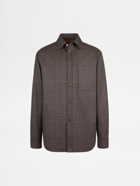 Tod's OVERSHIRT IN CHECK WOOL - BROWN, BLACK