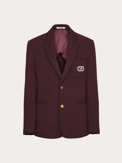 Valentino SINGLE-BREASTED JACKET IN LANA STRETCH WITH VLOGO SIGNATURE PATCH