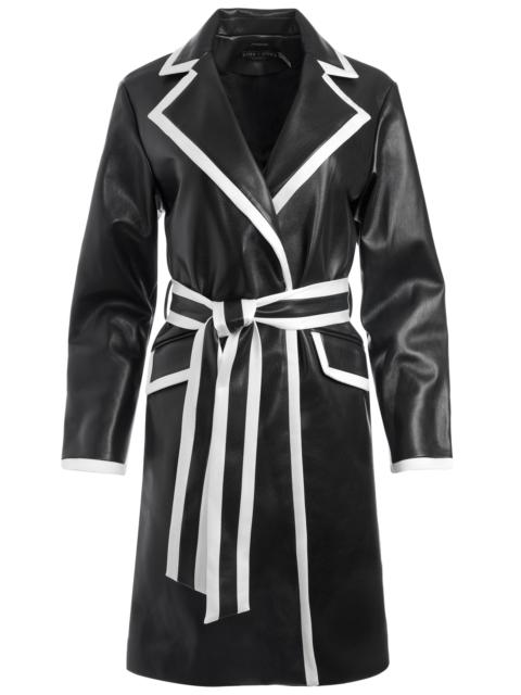 Alice + Olivia SABRA COMBINATION VEGAN LEATHER TRENCH COAT