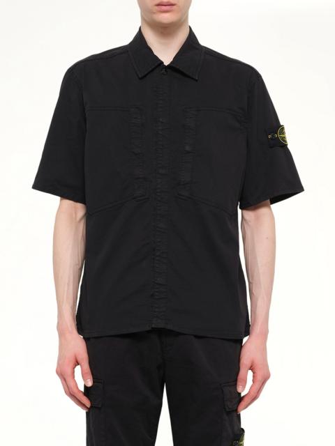 Stone Island 1200037 Stretch Organic Cotton SS Shirt in Black