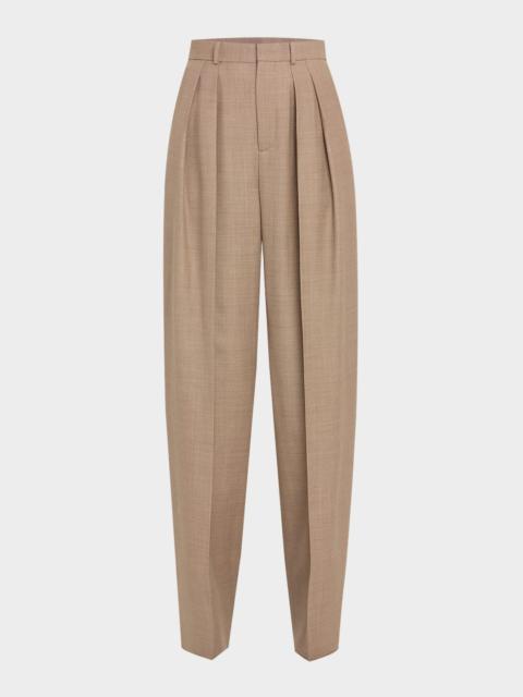 SAINT LAURENT High-Rise Pleated Tapered-Leg Trousers