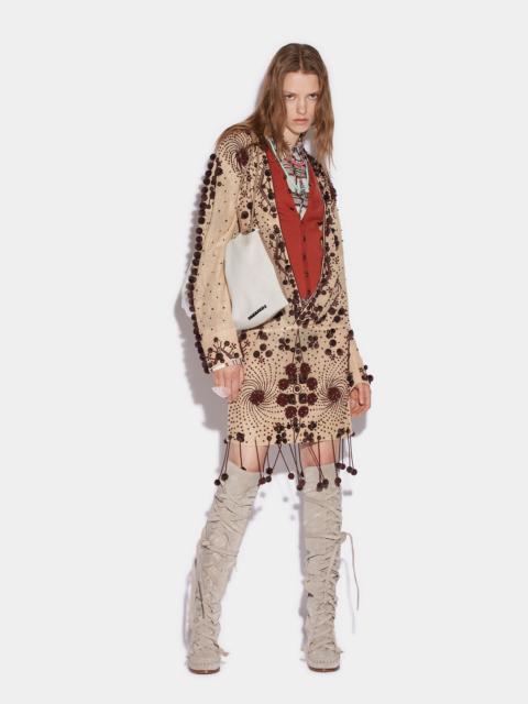DSQUARED2 EMBROIDERED FOLK TRIM DRESS