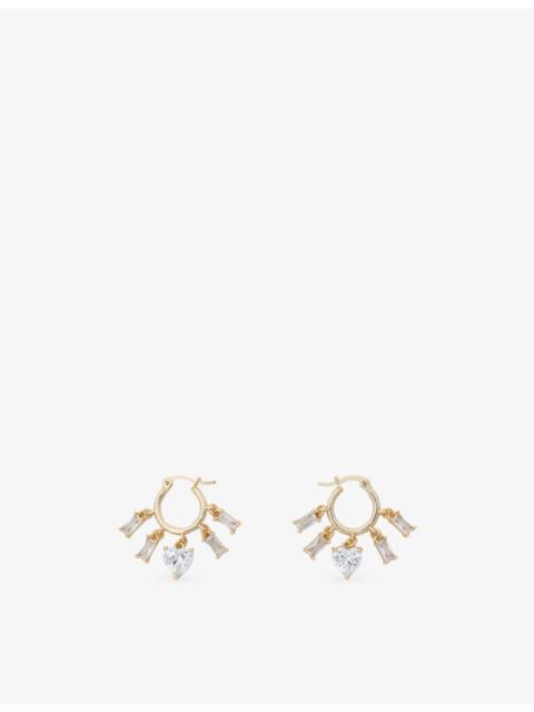 maje Multi-Charm Brass And Crystal Drop Hoop Earrings