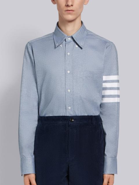 Thom Browne Light Blue Solid Flannel Shirting 4-bar Nametag Straight Fit Shirt