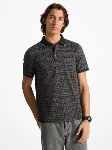MICHAEL KORS Greenwich Signature Logo Print Cotton Polo Shirt