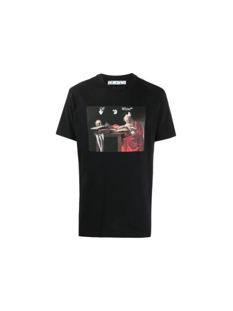 Off-White OFF-WHITE Slim Fit Caravaggio Saint Jerome Writing T-shirt Black
