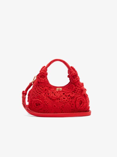 GANNI MINI HOBO BAG IN RED CROCHET