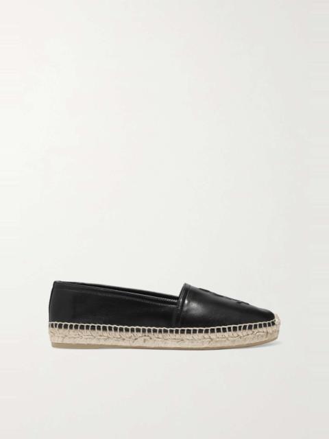 SAINT LAURENT Logo-embossed leather espadrilles