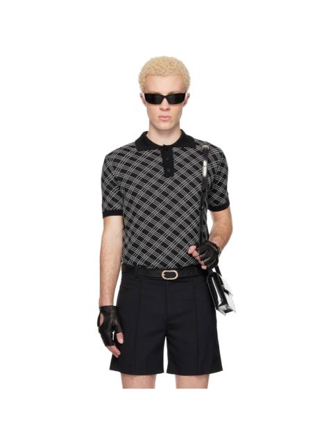 ERNEST W. BAKER Black Check Jacquard Polo
