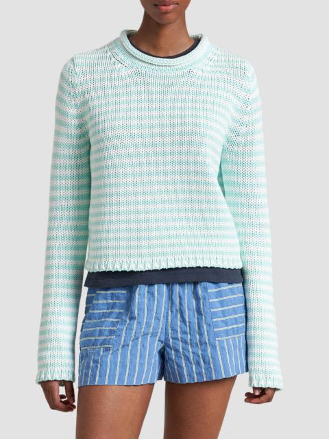 LA LIGNE Women's Fine Stripe Mini Marina Sweater - Aqua Ivory