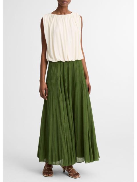 Vince Crinkled Plissé Cotton-Blend Maxi Skirt
