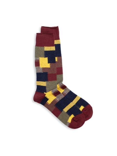 Anonymous Ism Patchwork Crew Sock Wine