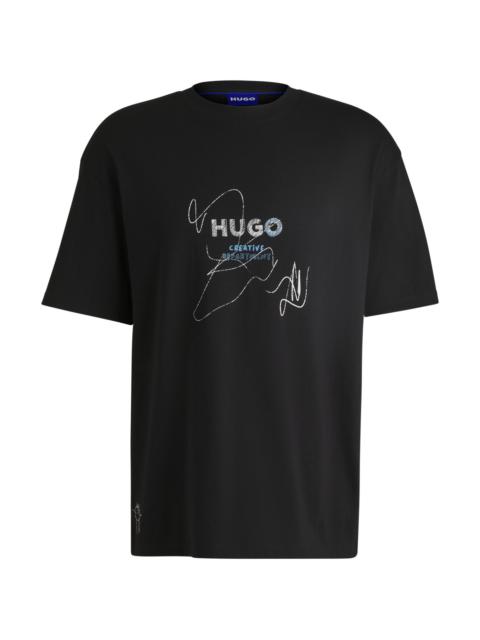 HUGO COTTON-JERSEY T-SHIRT WITH SEASONAL ARTWORK