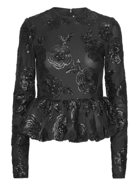 ROTATE sequin-embellished peplum-hem top