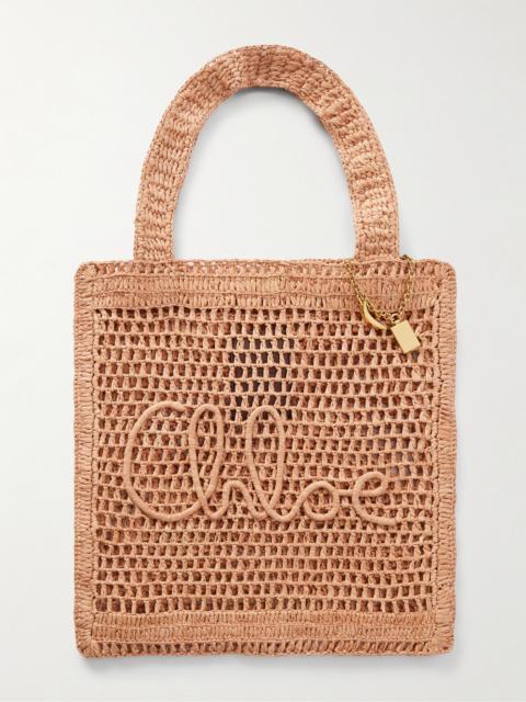 Chloé Summer Banana Embellished Crocheted Embroidered Faux Raffia Tote