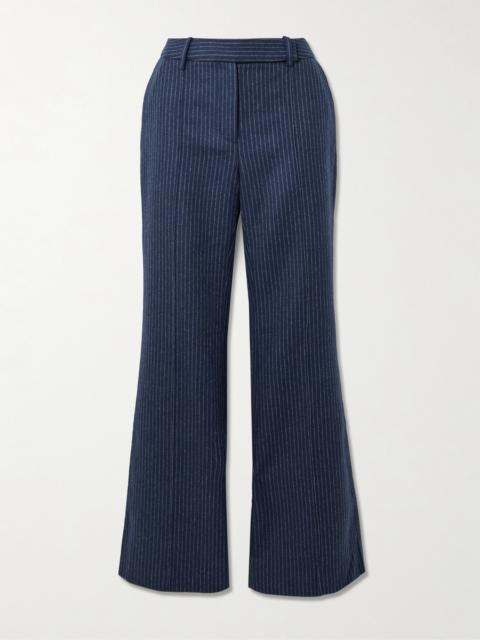 Cara Cara Tristan Pinstriped Brushed Wool-blend Flared Pants