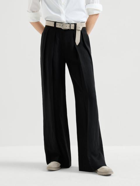 Brunello Cucinelli Viscose and linen fluid twill sartorial wide trousers