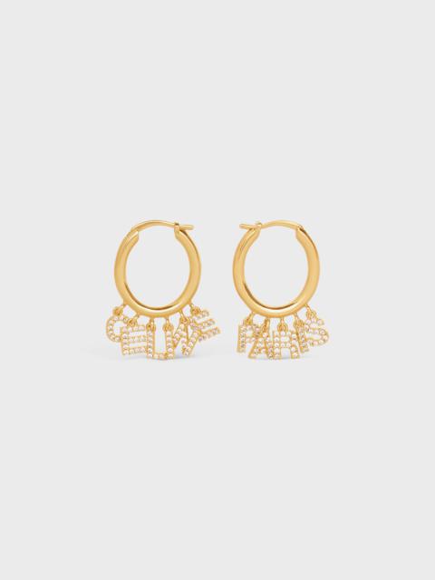 CELINE Celine Paris Hoops in Brass with Gold Finish and Crystals