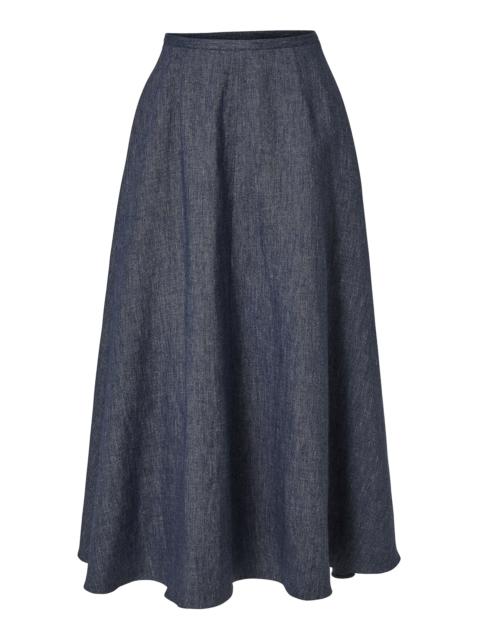 CAROLINA HERRERA Half-Circle Wool-Blend Flannel Skirt blue