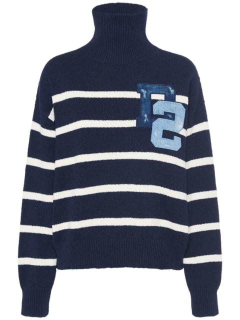 DSQUARED2 Striped cotton bouclé turtleneck sweater