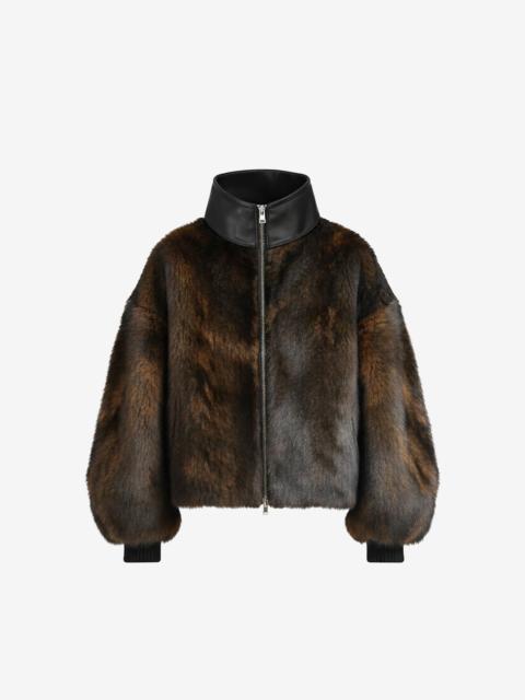 The Frankie Shop Milano Fur Bomber Jacket - Dark Brown