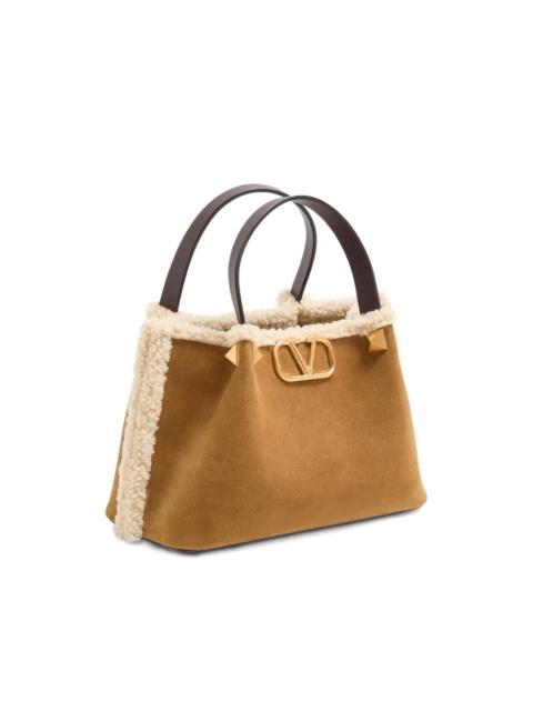 Valentino small VLogo Signature suede tote bag