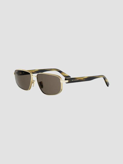 BVLGARI Men's Octo 58MM Rectangular Sunglasses - Gold Brown