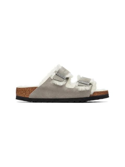 BIRKENSTOCK Gray Narrow Arizona Shearling Sandals