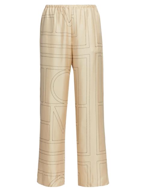 TOTEME Women's Monogram Stitch Silk Pants - Ivory Monogram
