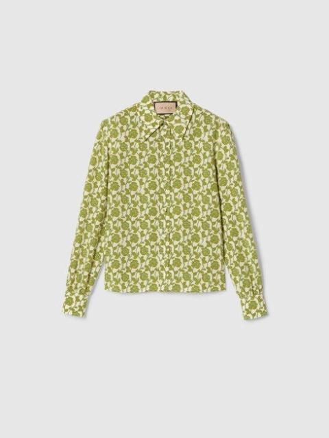 Gucci Floral Print Silk Crepe De Chine Shirt