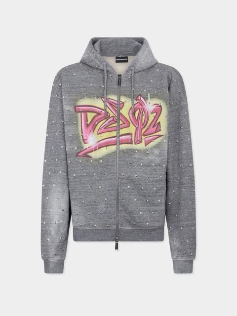 DSQUARED2 REBEL TAGS LOOSE FIT HOODIE