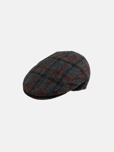 J. PRESS MADE-IN-ITALY GREY WINDOWPANE HARRIS TWEED IVY CAP