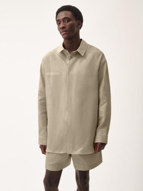 PANGAIA Mens DNA Linen Collared Long Sleeve Shirt - Cliff Beige
