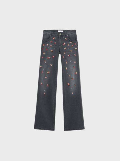 Blumarine WIDE LEG JEANS WITH EMBROIDERY ROSES